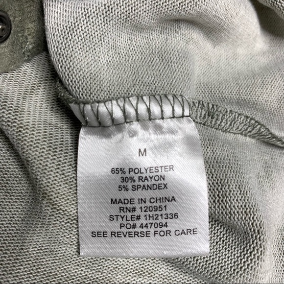 Cozie Olive Green Cardigan Button Down Peace Sign Print Sweater Size Medium - Picture 6 of 6